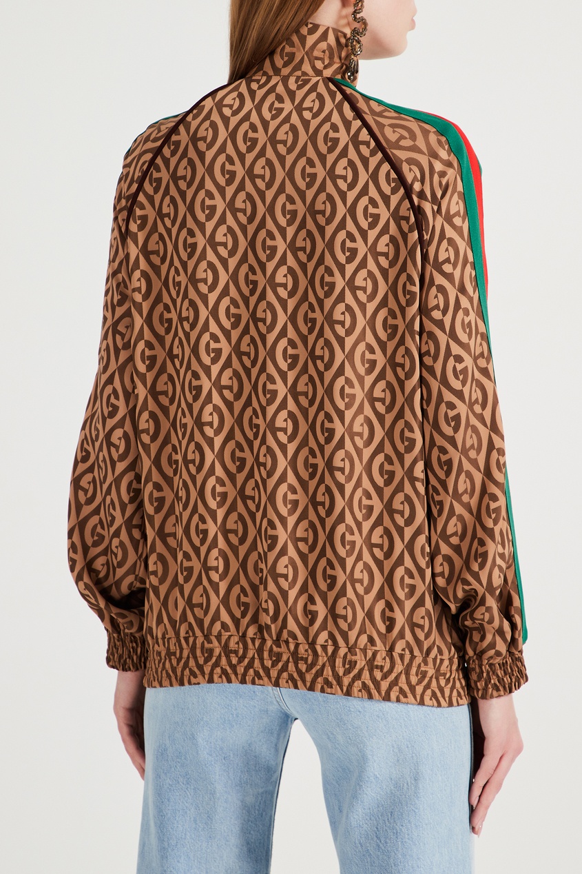 фото Куртка в спортивном стиле с яркими полосами на рукавах Gucci