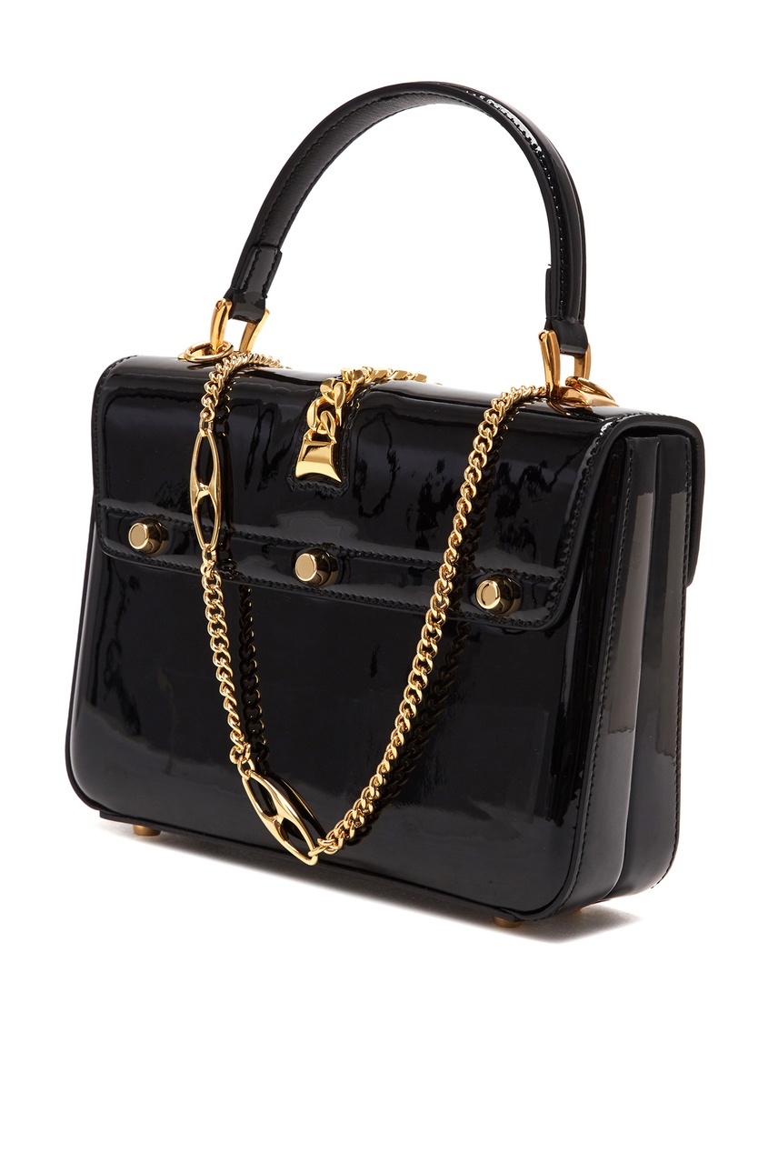 фото Черная сумка из лаковой кожи Sylvie 1969 Gucci