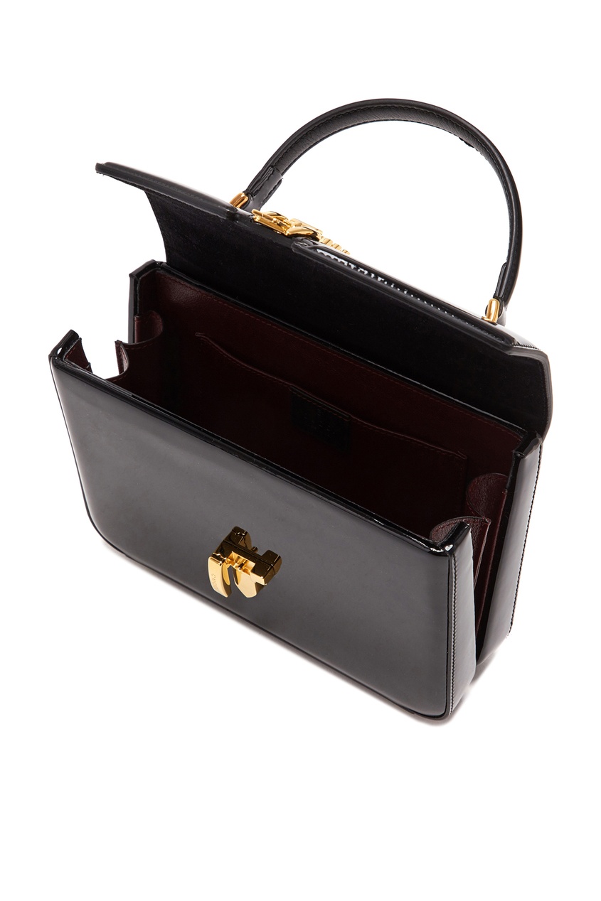 фото Черная сумка из лаковой кожи Sylvie 1969 Gucci