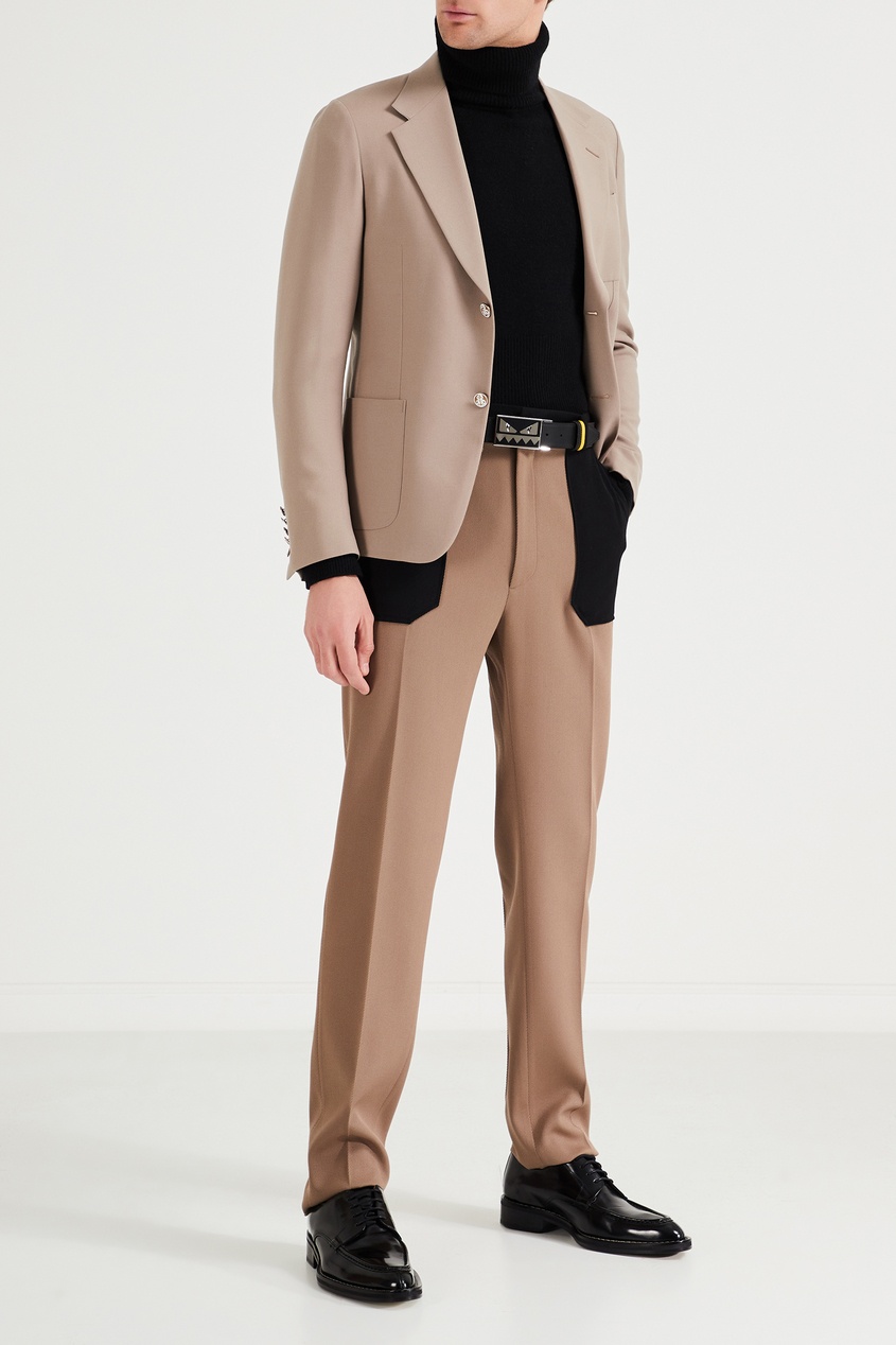 фото Черно-бежевые шерстяные брюки Fendi