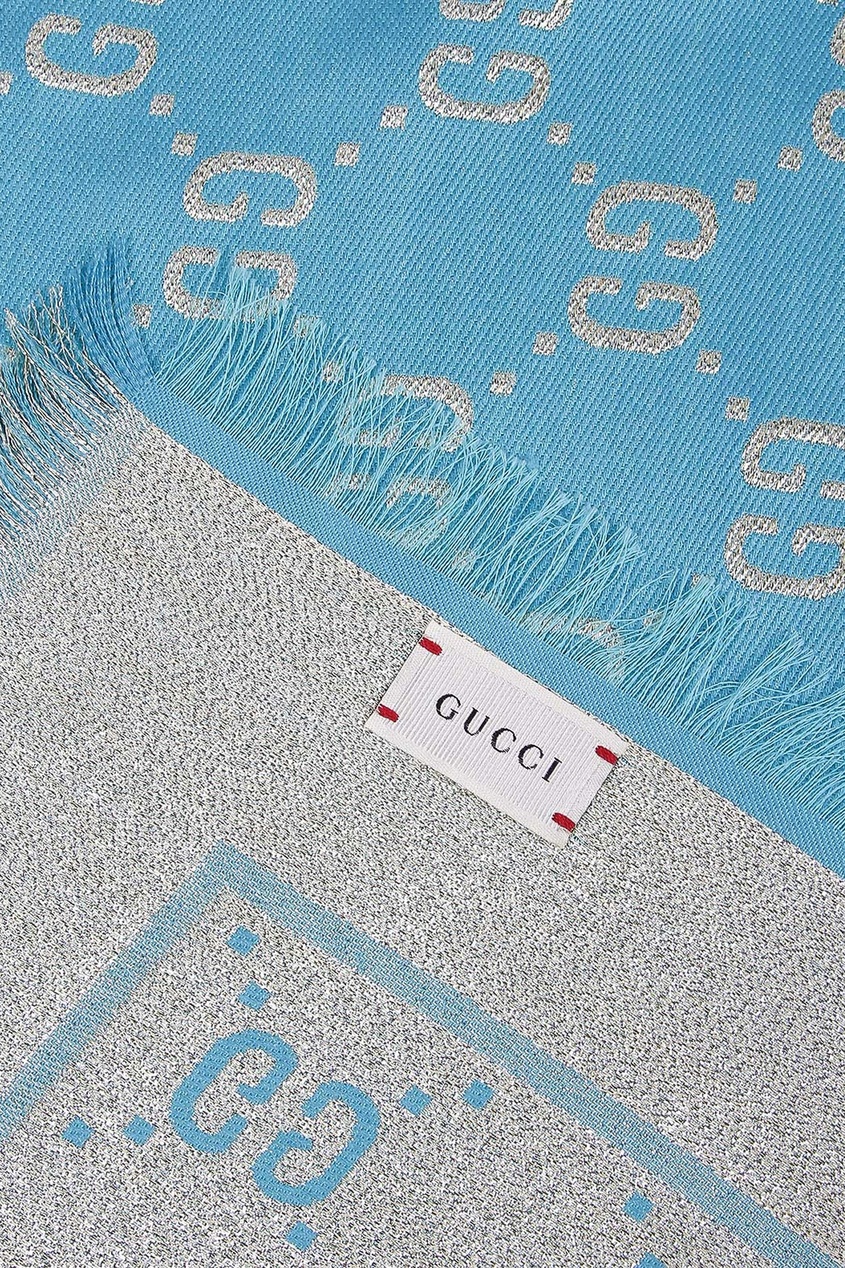 фото Голубой платок с серым узором Gucci kids