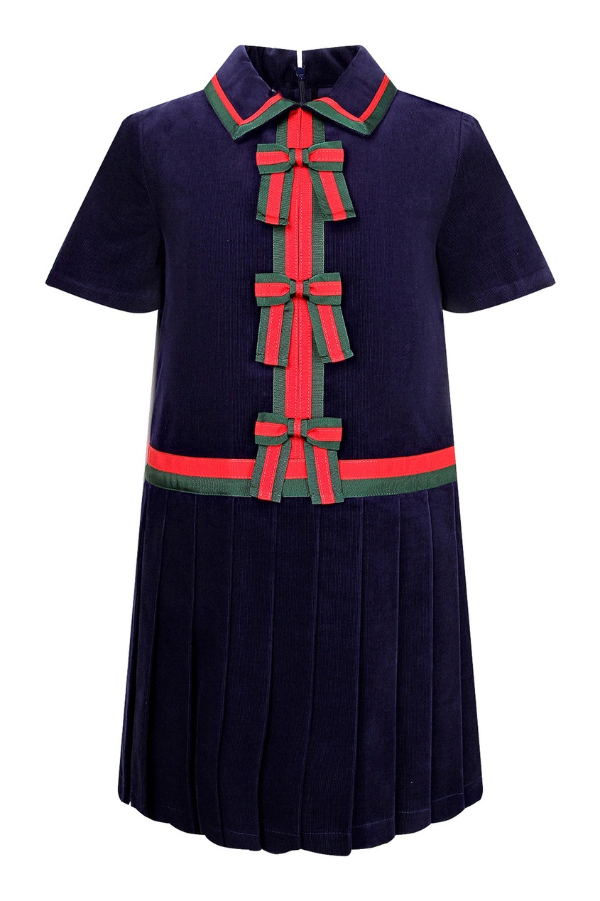 фото Вельветовое платье с бантами gucci