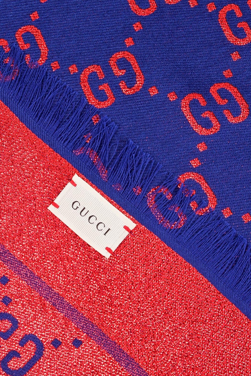 фото Синий платок с красным узором gucci