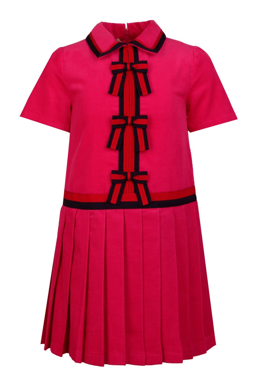 фото Розовое платье с плиссированной юбкой gucci