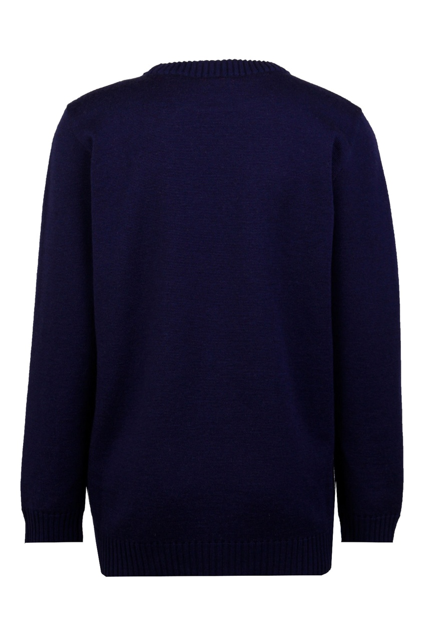 фото Синий вязаный свитер с узором gucci