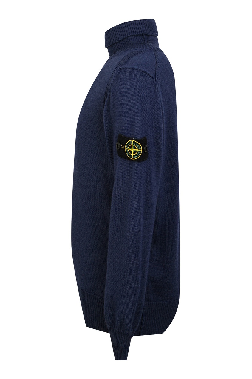 фото Синяя шерстяная водолазка stone island kids