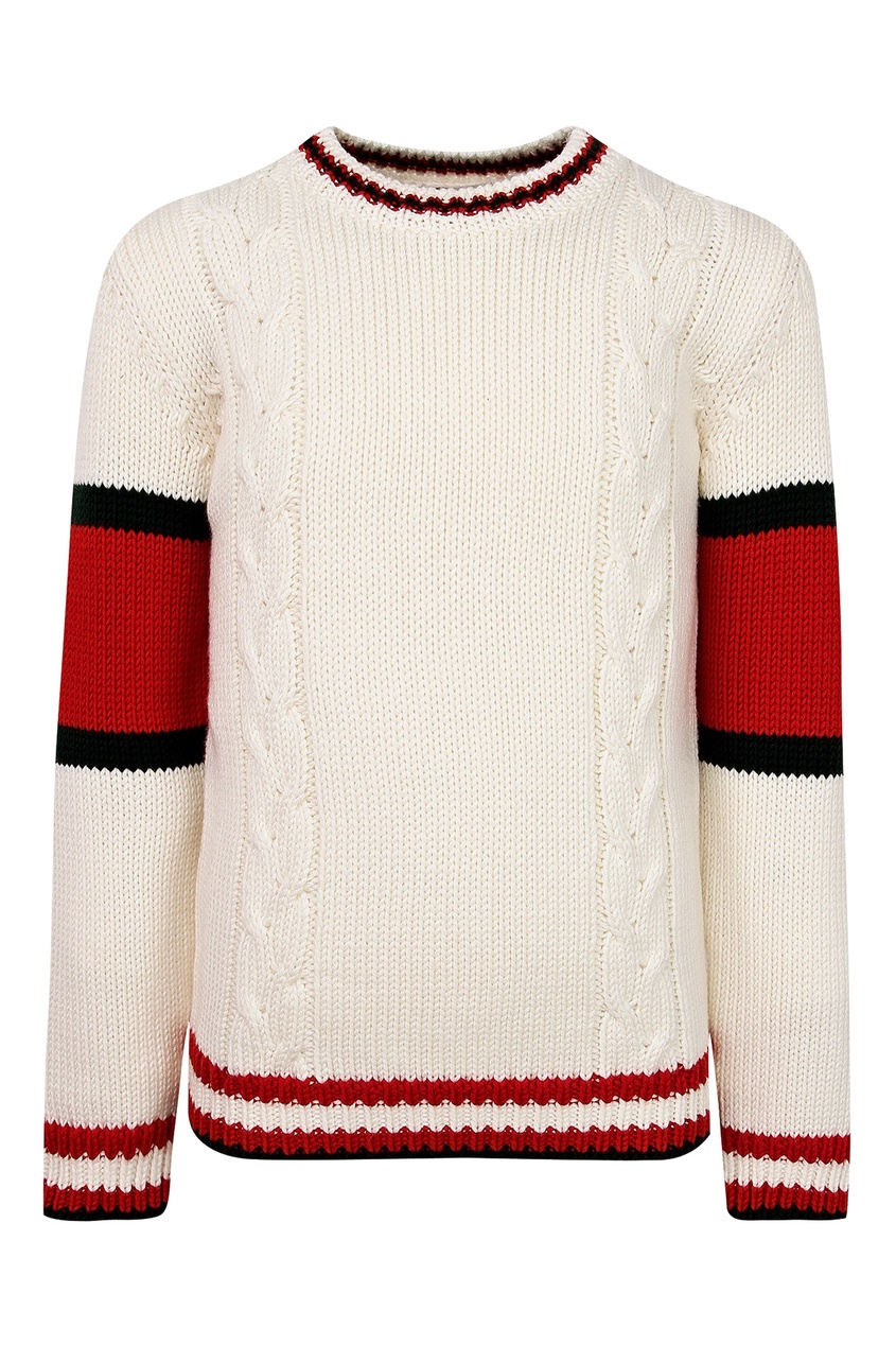 фото Белый свитер с цветными узорами gucci