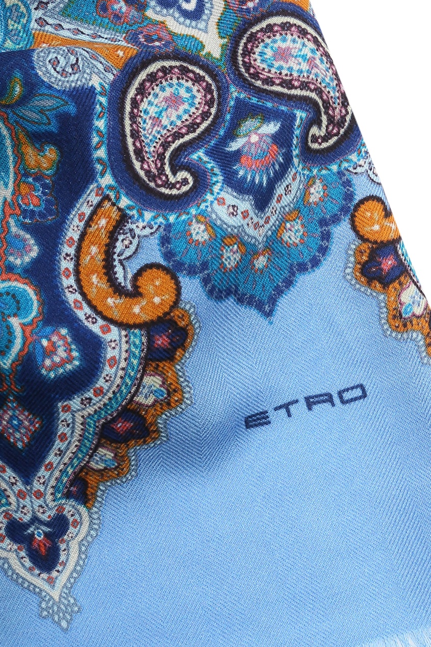 фото Голубой шарф с узором Etro