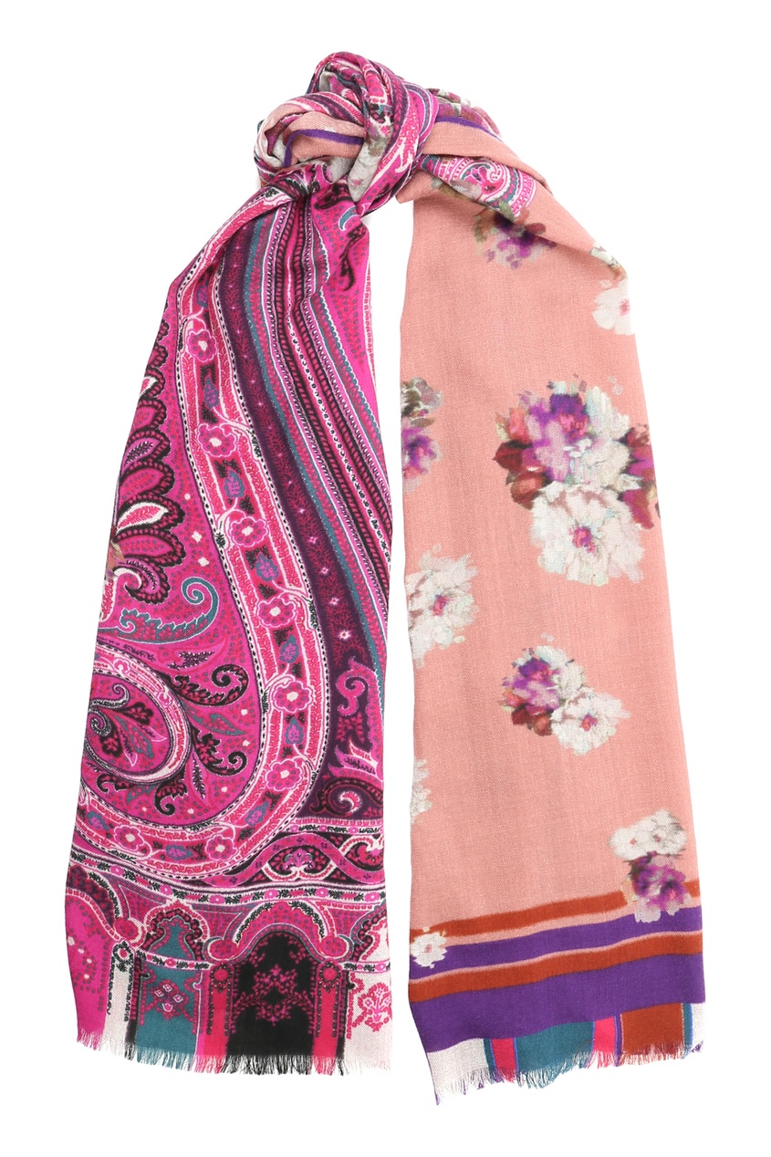 фото Розовый шарф с комбинированным принтом Etro