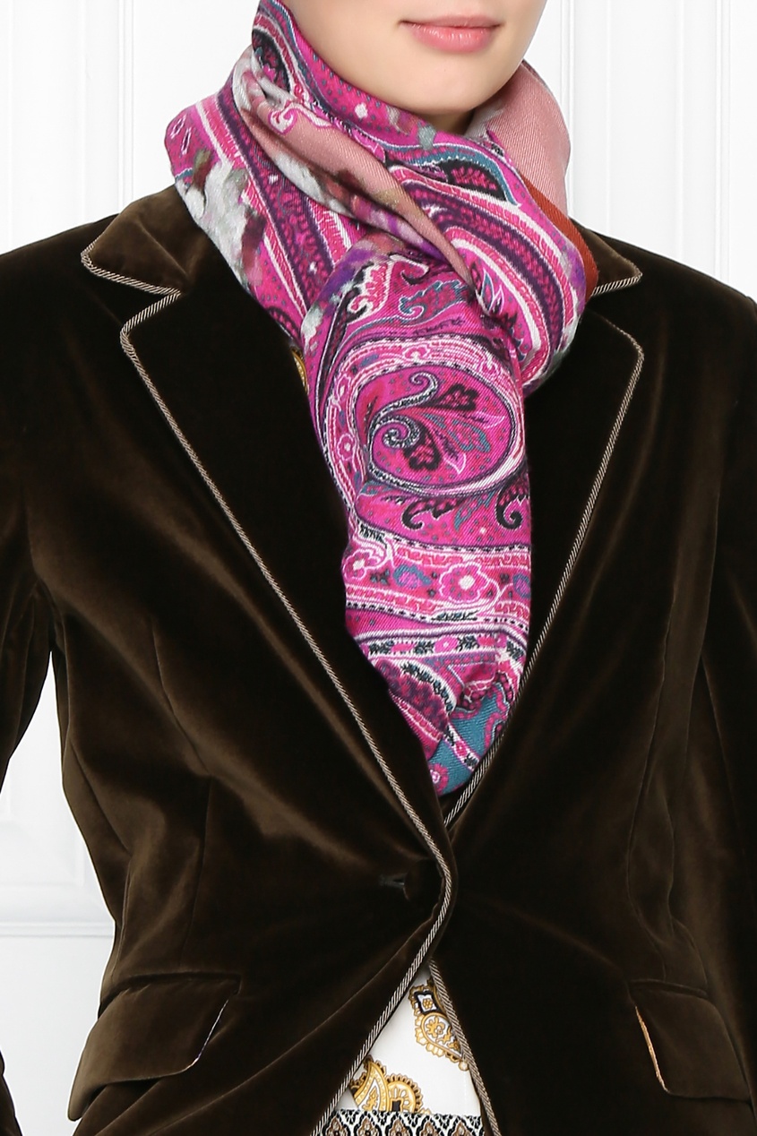 фото Розовый шарф с комбинированным принтом Etro