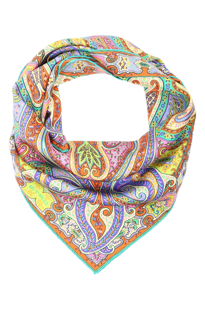 фото Разноцветный шелковый платок Etro