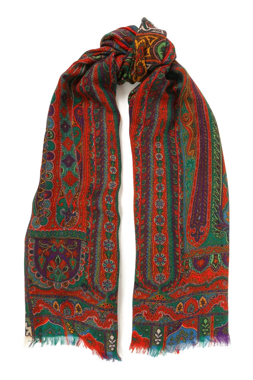 фото Разноцветный кашемировый шарф с узором Etro