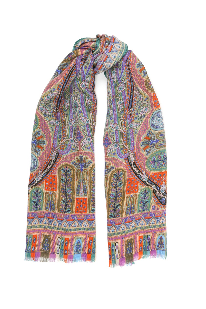 фото Разноцветный шарф с бахромой Etro