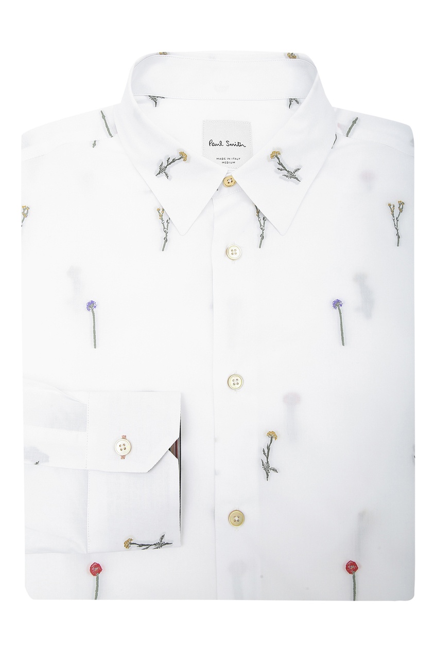 фото Белая хлопковая рубашка с узорами Paul smith