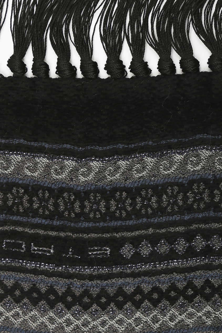 фото Черный шарф с серо-голубым узором Etro
