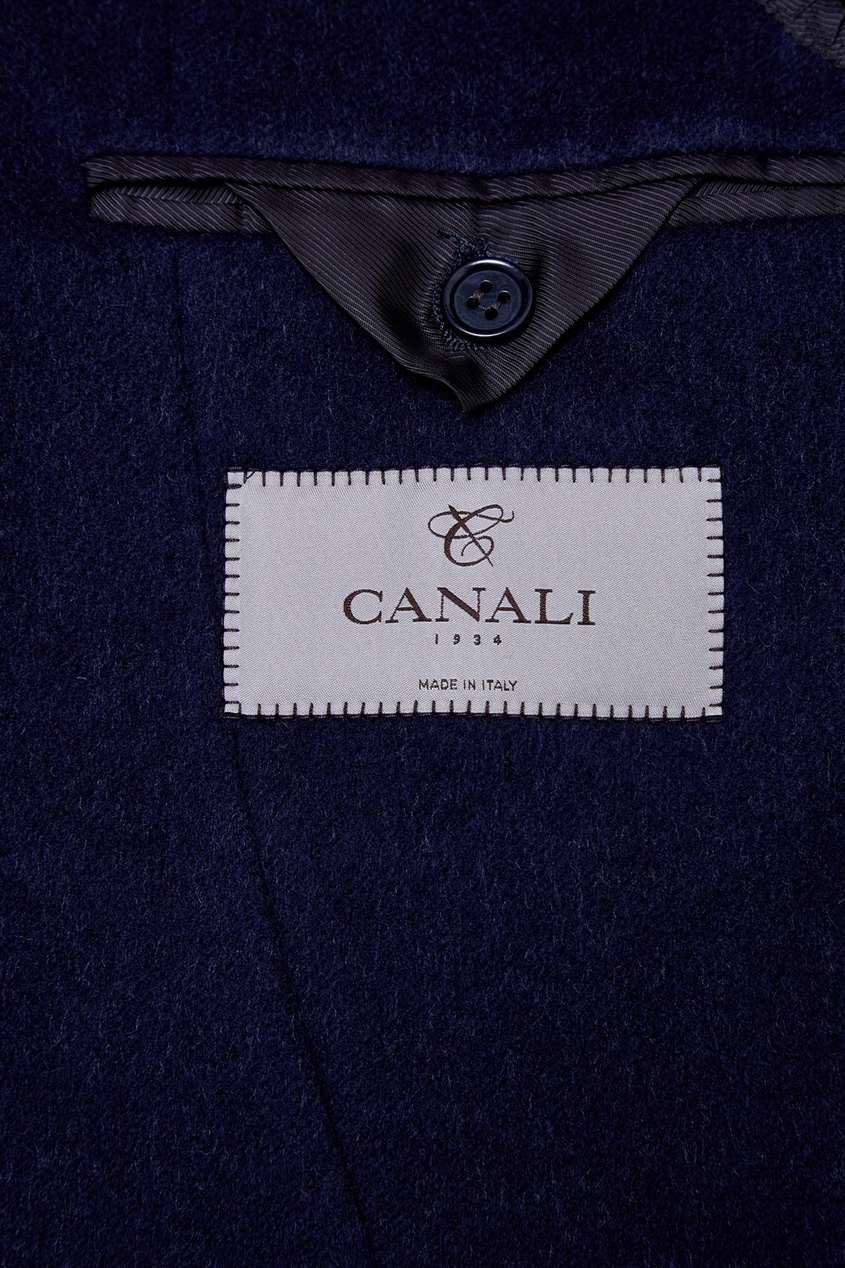 фото Синее пальто с капюшоном canali