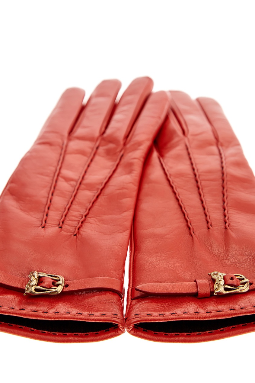 фото Красные кожаные перчатки Ermanno scervino