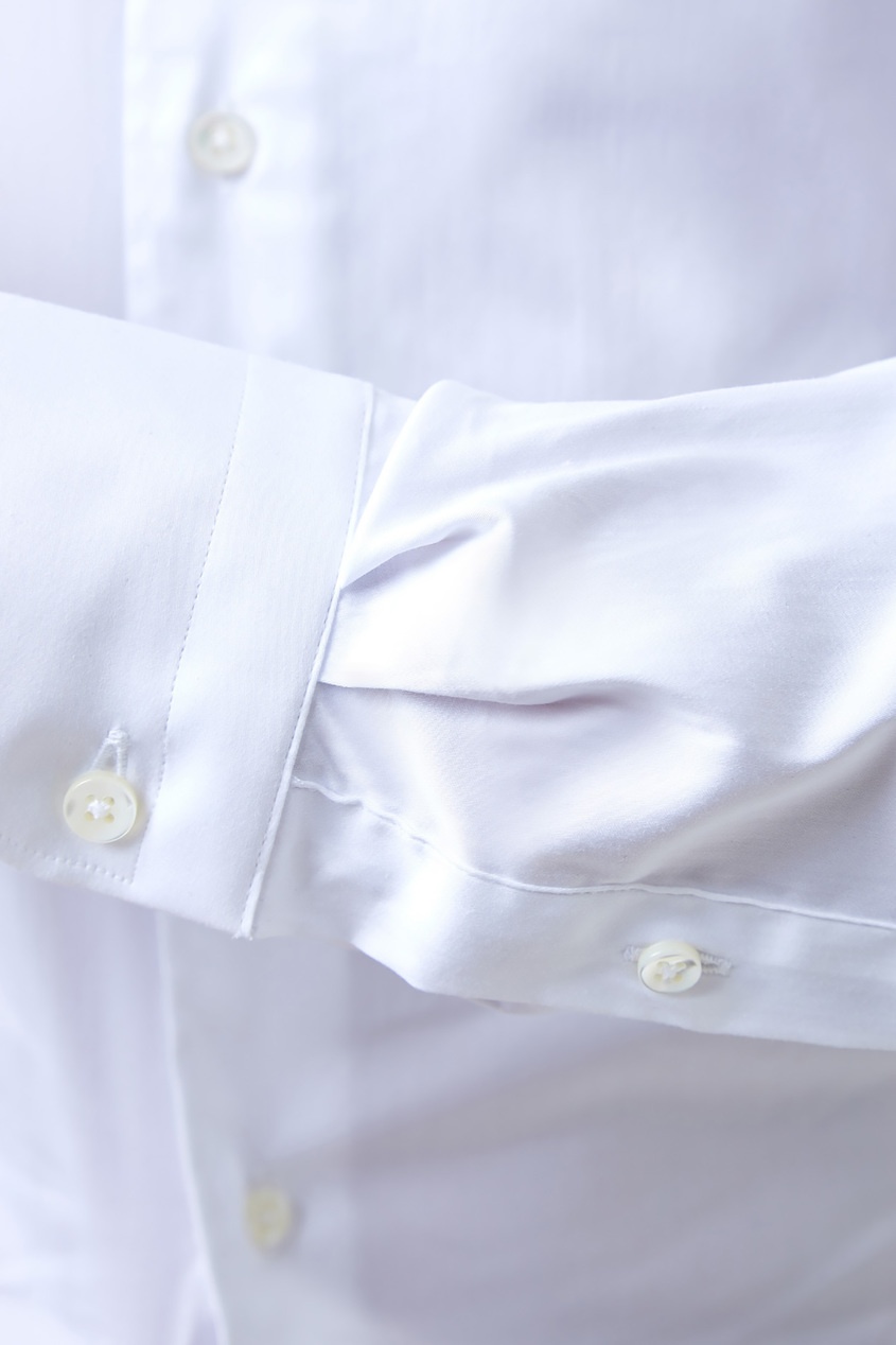 фото Белая рубашка из хлопковой ткани Canali