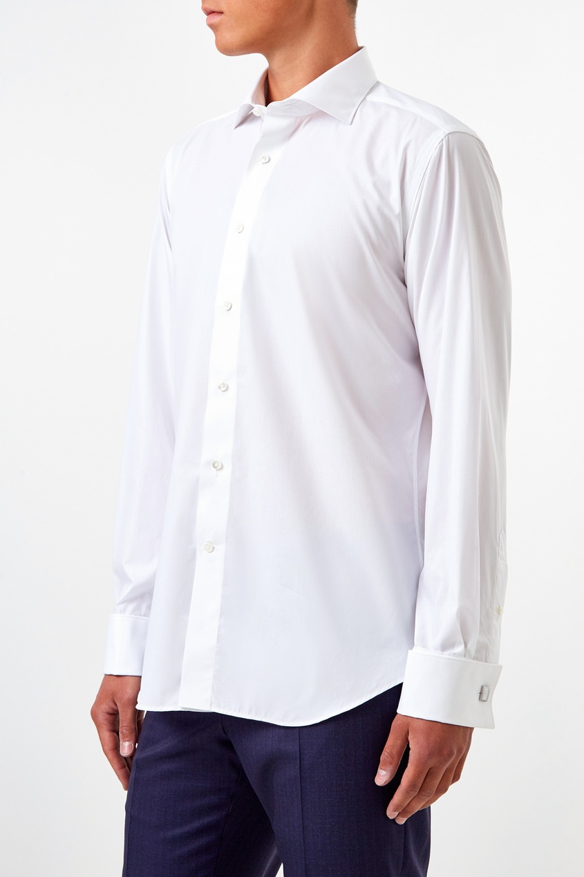 фото Белая рубашка с отверстиями для запонок Canali