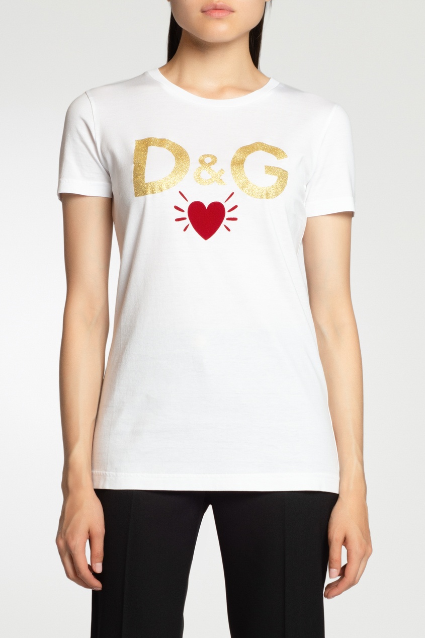 фото Белая футболка с логотипом Dolce&gabbana
