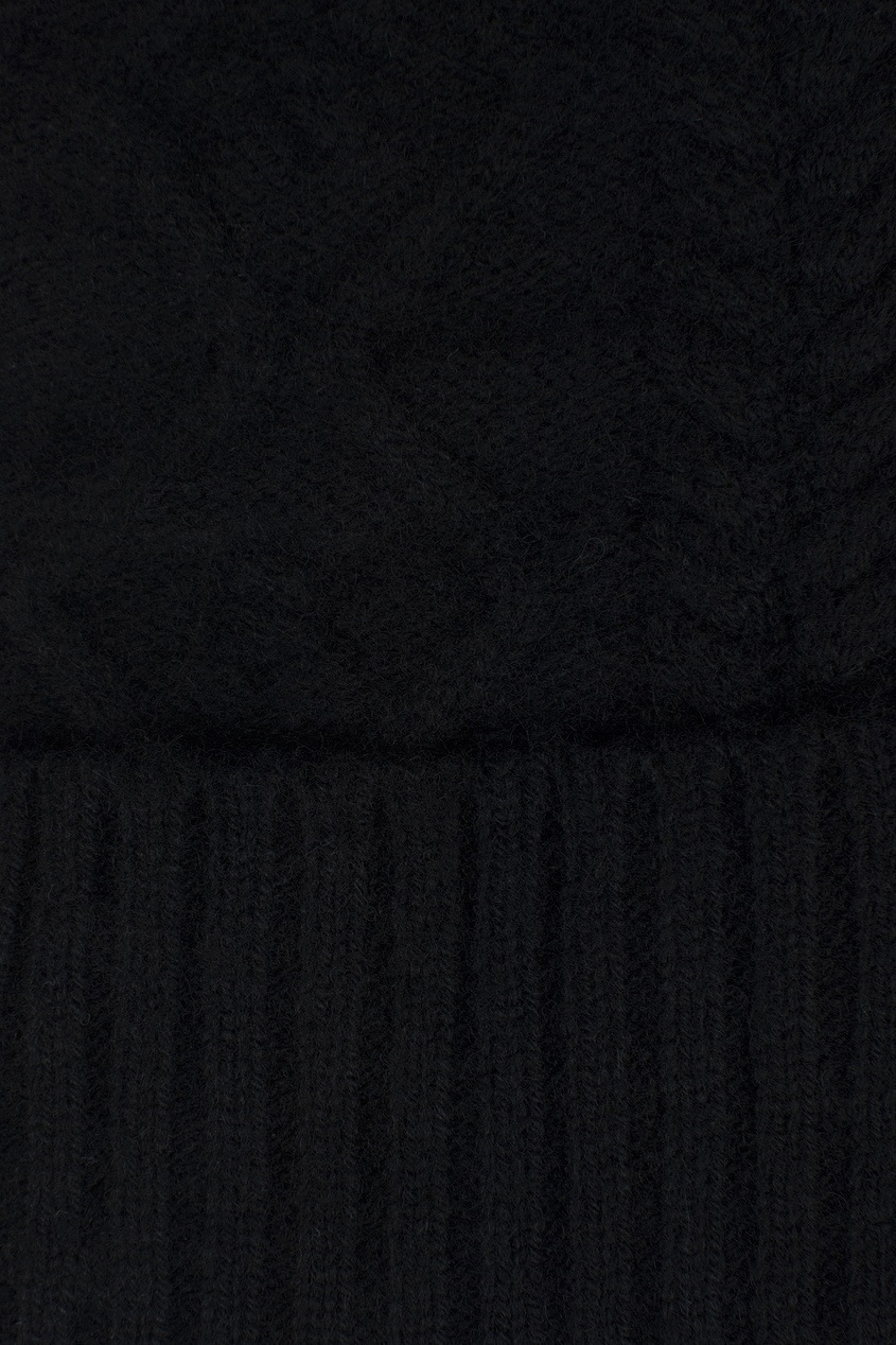 фото Черная шапка с меховым помпоном Max & moi