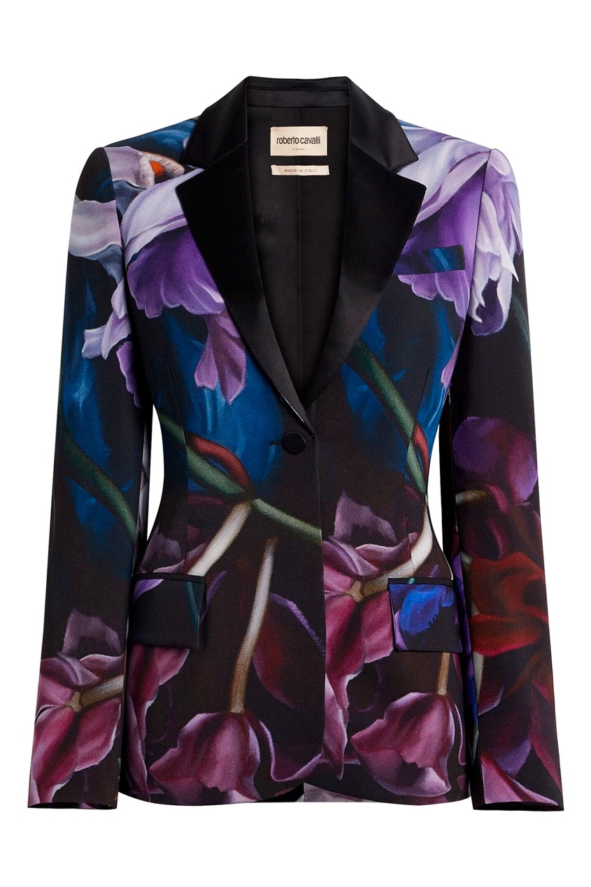 фото Приталенный пиджак с цветочными принтами Roberto cavalli