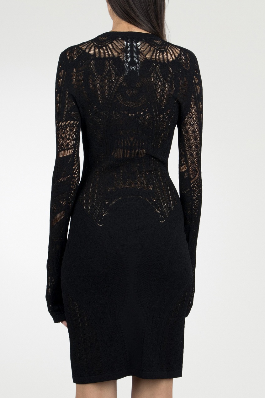 фото Черное платье с узорами roberto cavalli