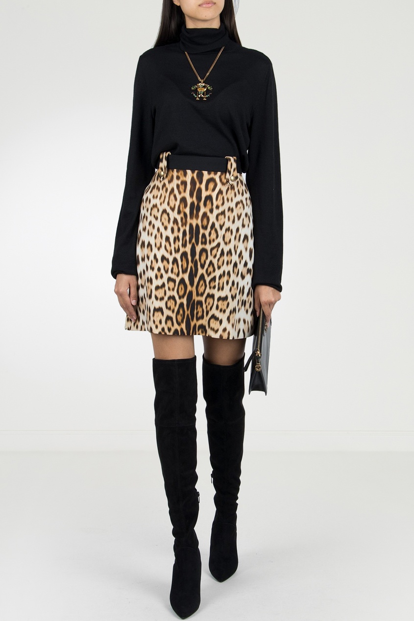 фото Мини-юбка с леопардовым принтом roberto cavalli