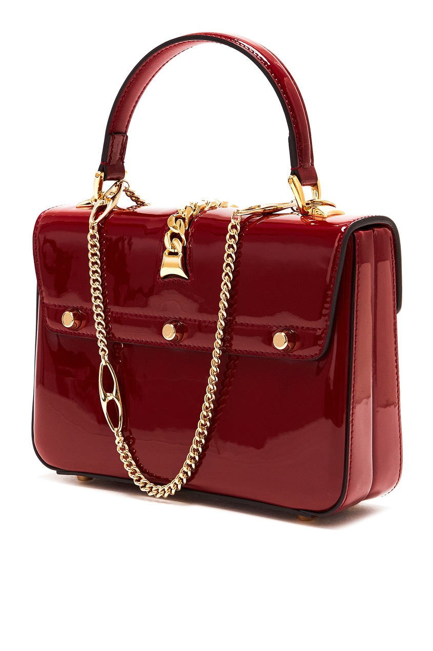 фото Красная сумка из лаковой кожи Sylvie 1969 Gucci