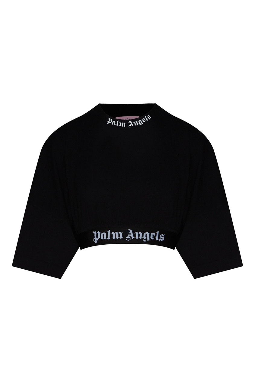 Top angels. Кроп-топ Palm Angels. Топ Palm Angels белый. Футболка Palm Angels черный. Черная футболка Палм Энджелс.