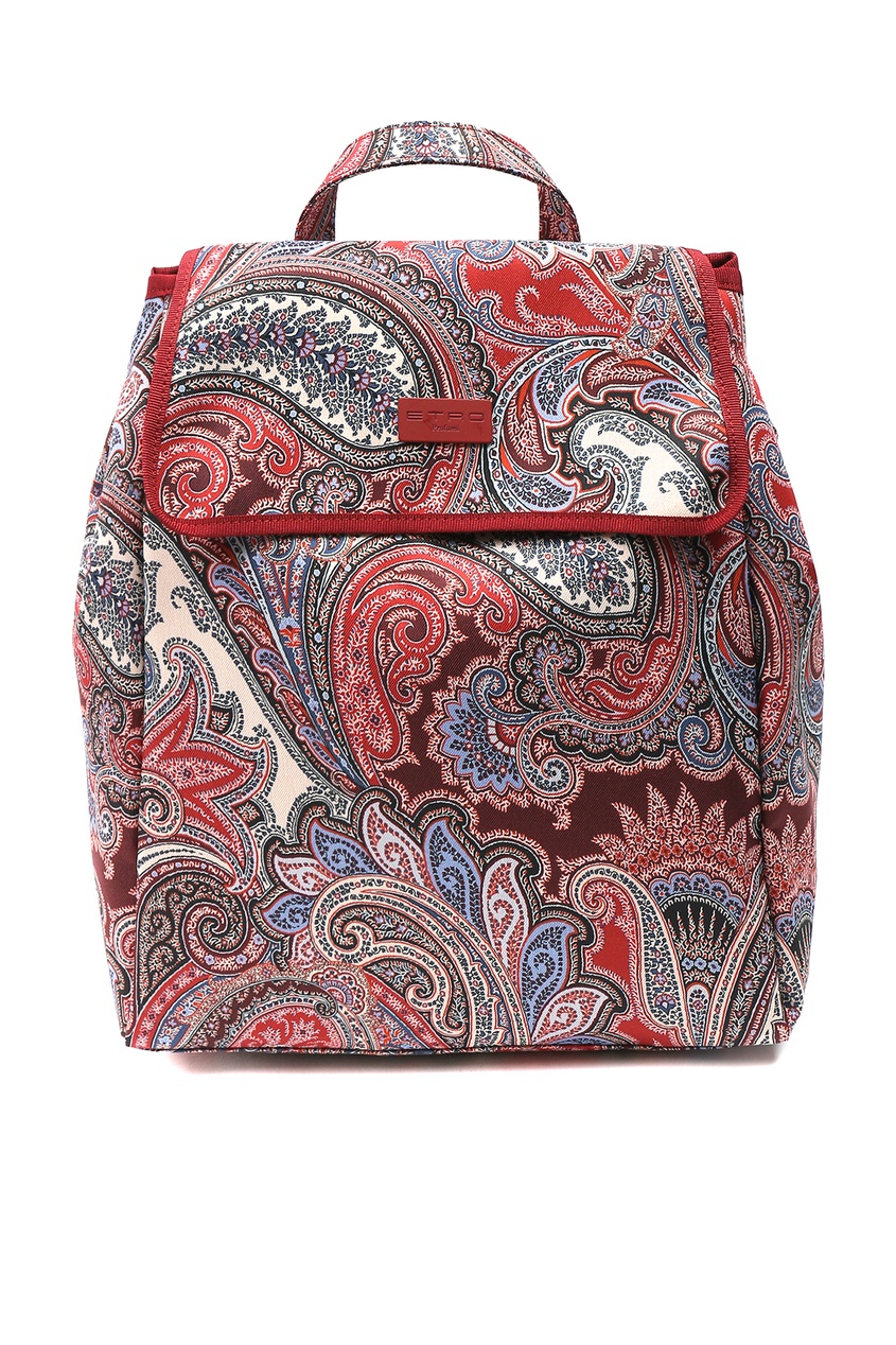 фото Красный текстильный рюкзак с узорами Etro