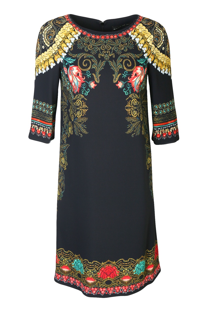 

Темно-синее платье с узорами, Multicolor