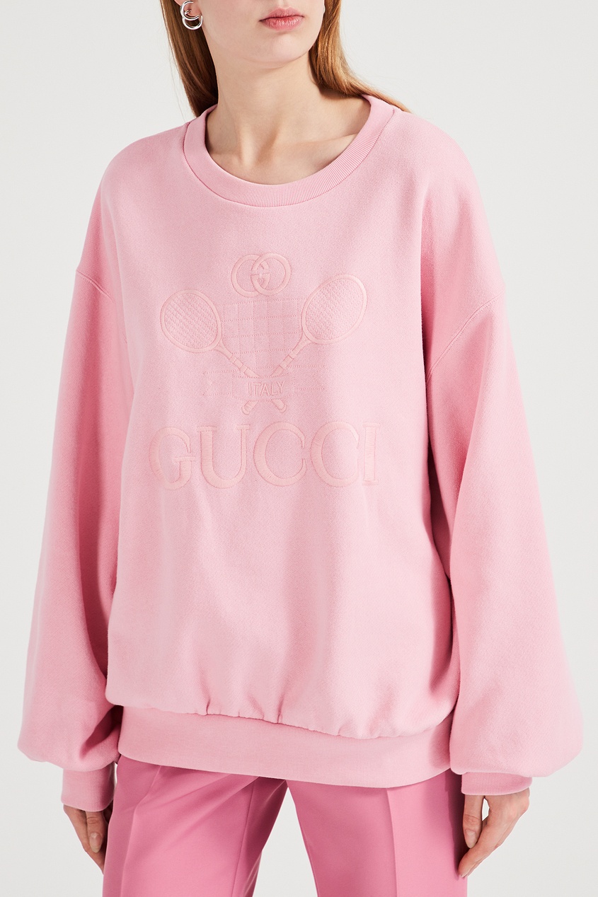 фото Розовый свитшот с вышивкой Gucci