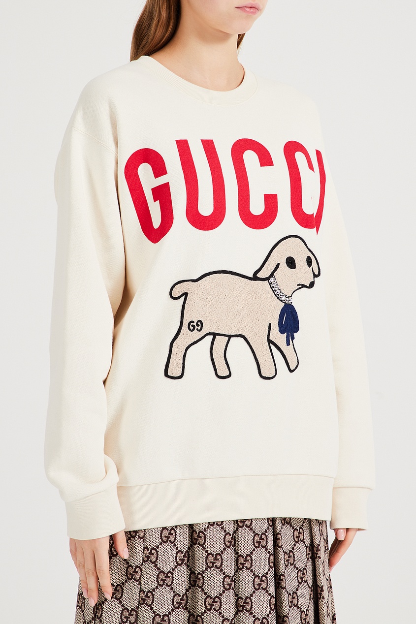 фото Хлопковый свитшот с ягненком Gucci