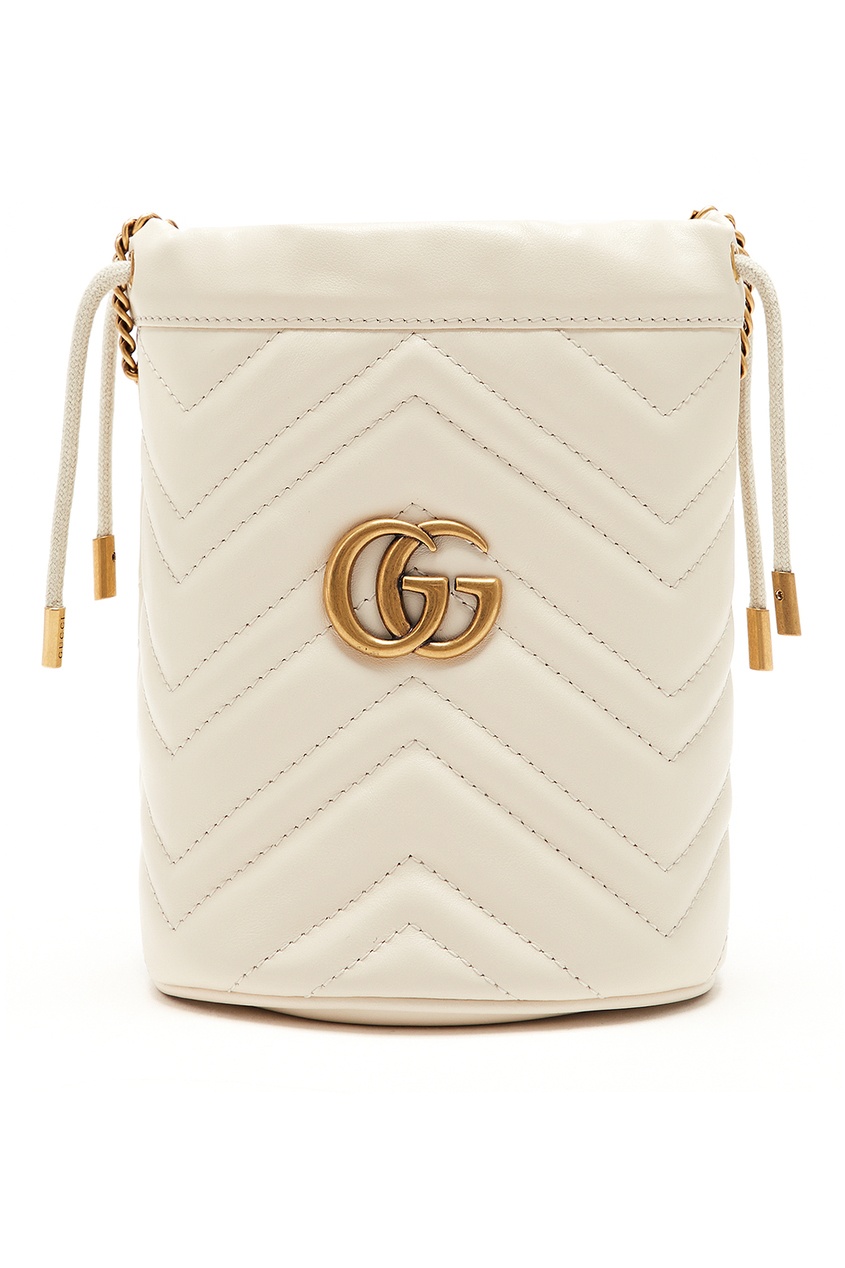 фото Белая сумка из кожи теленка GG Marmont Gucci
