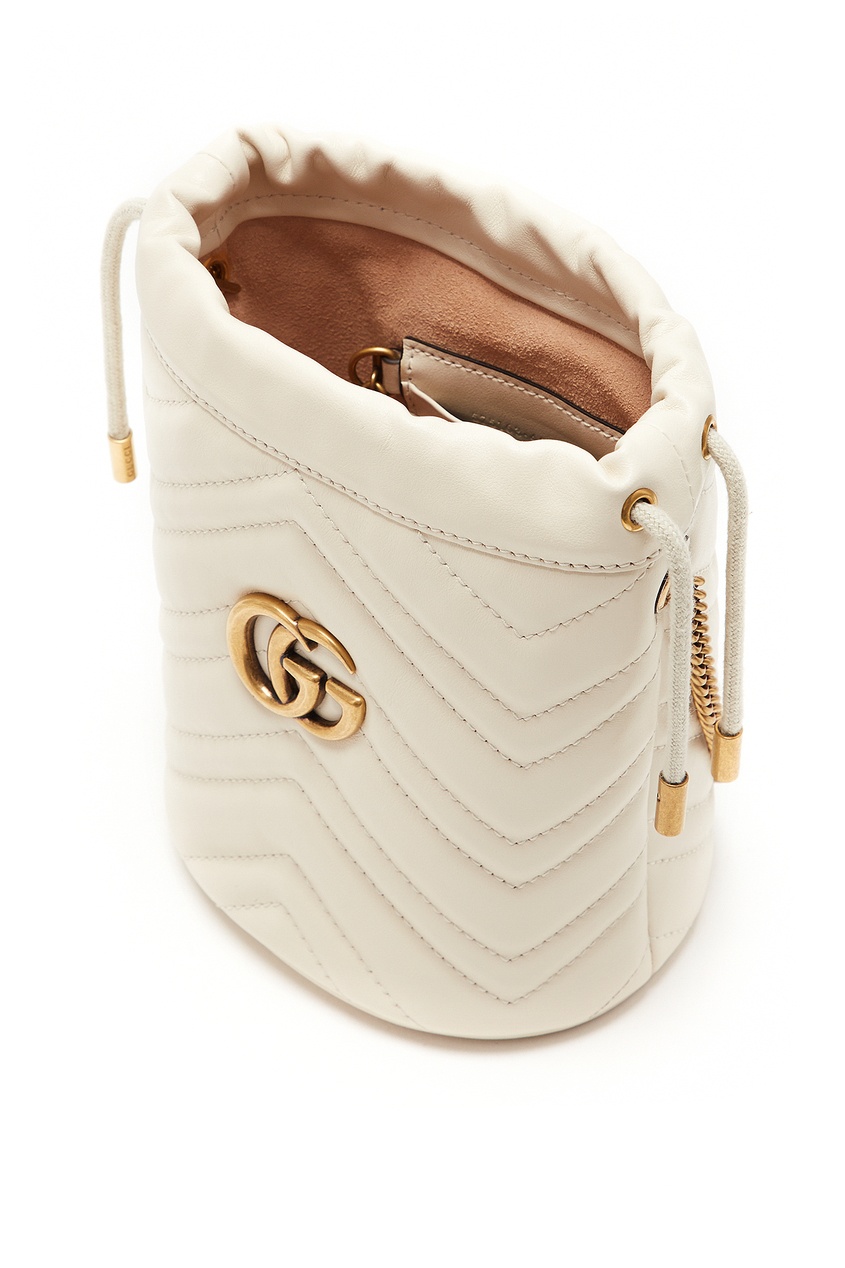 фото Белая сумка из кожи теленка GG Marmont Gucci