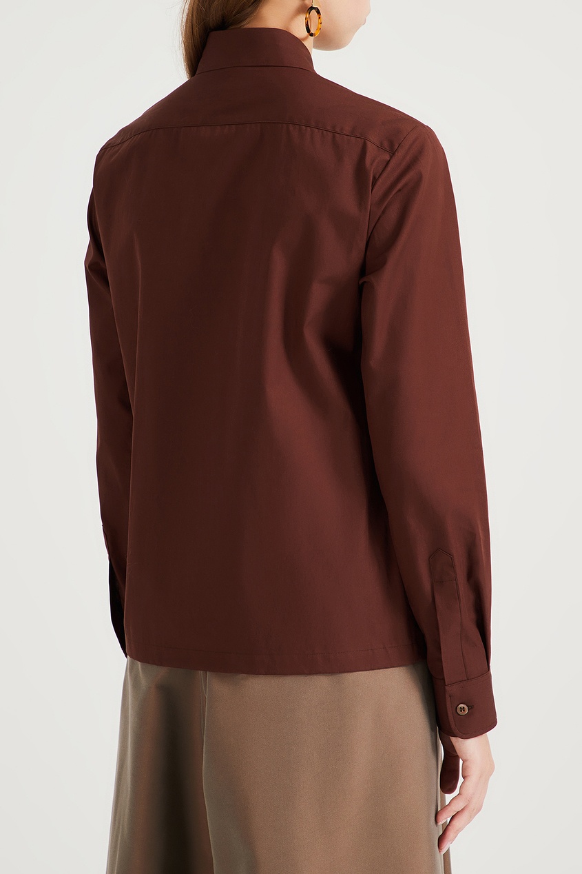 фото Хлопковая рубашка коричневого цвета dries van noten