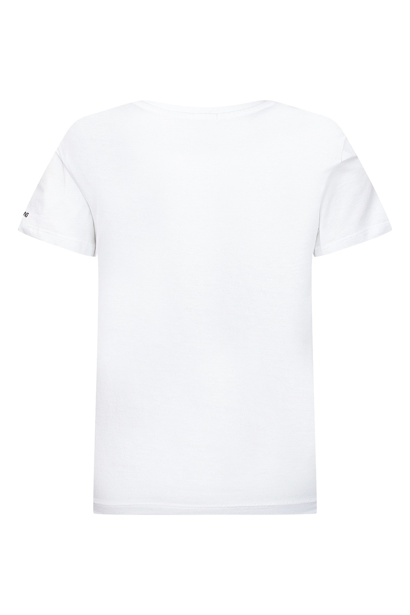 фото Белая футболка с серебристо-черной надписью calvin klein kids