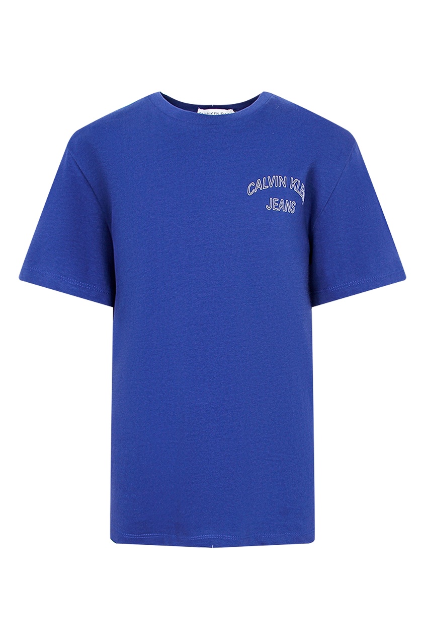 фото Синяя футболка с надписью на груди calvin klein kids