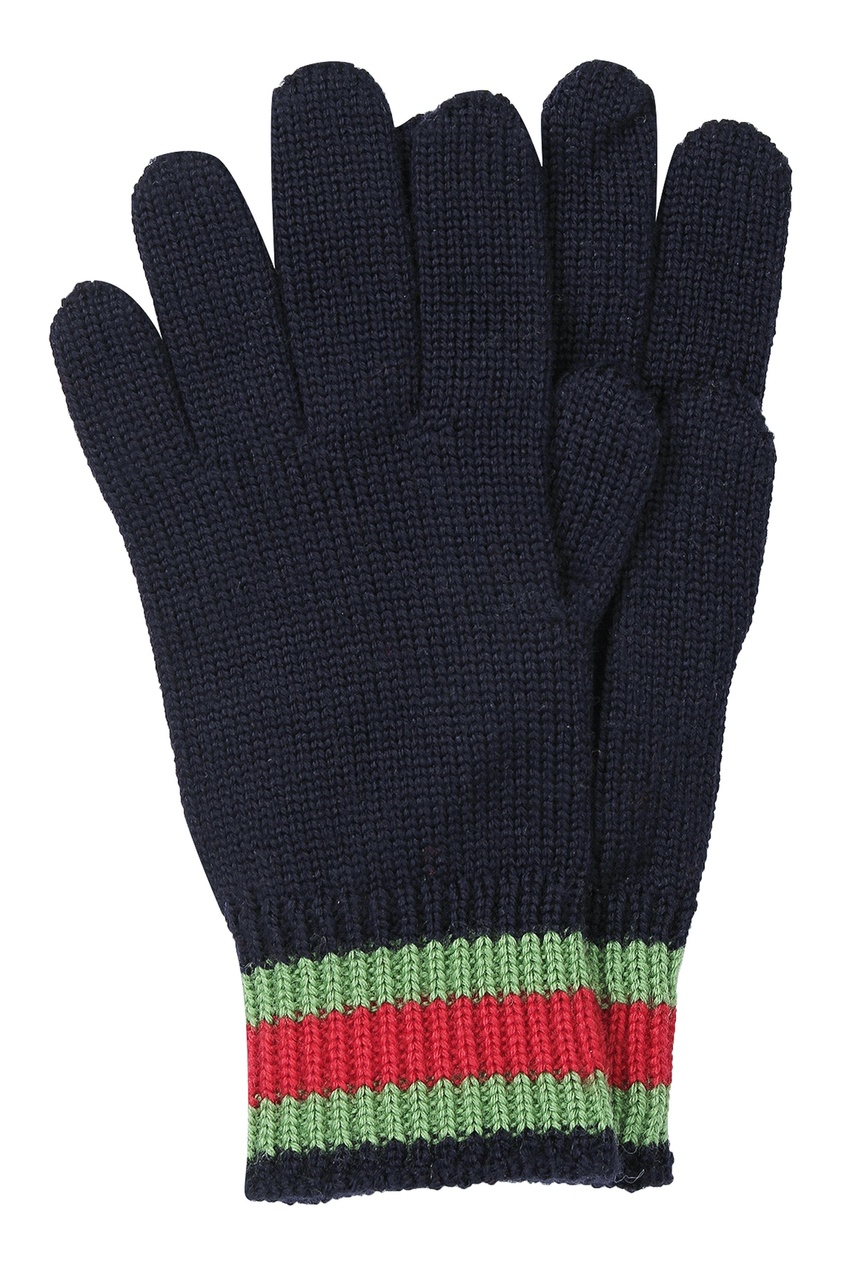 фото Черные перчатки с цветной отделкой gucci