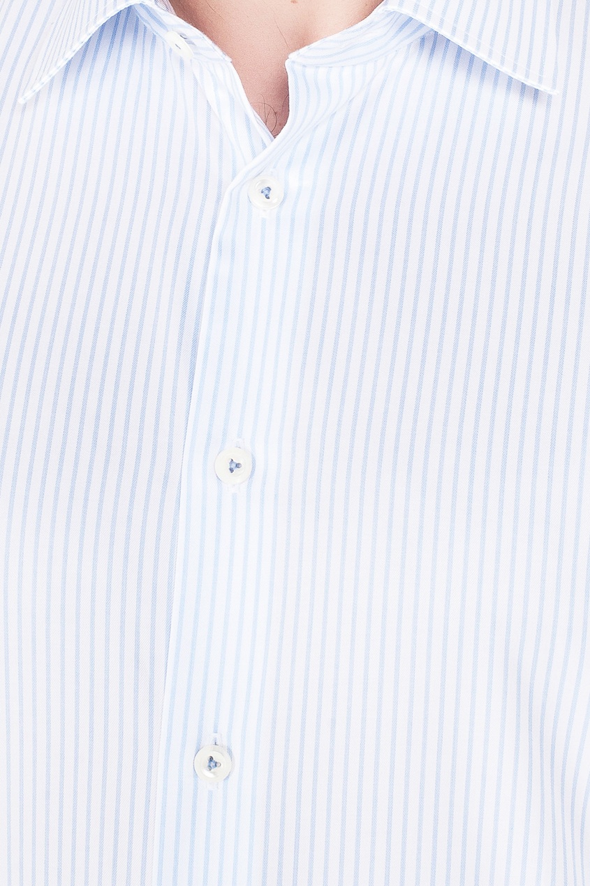 фото Приталенная белая рубашка в полоску van laack