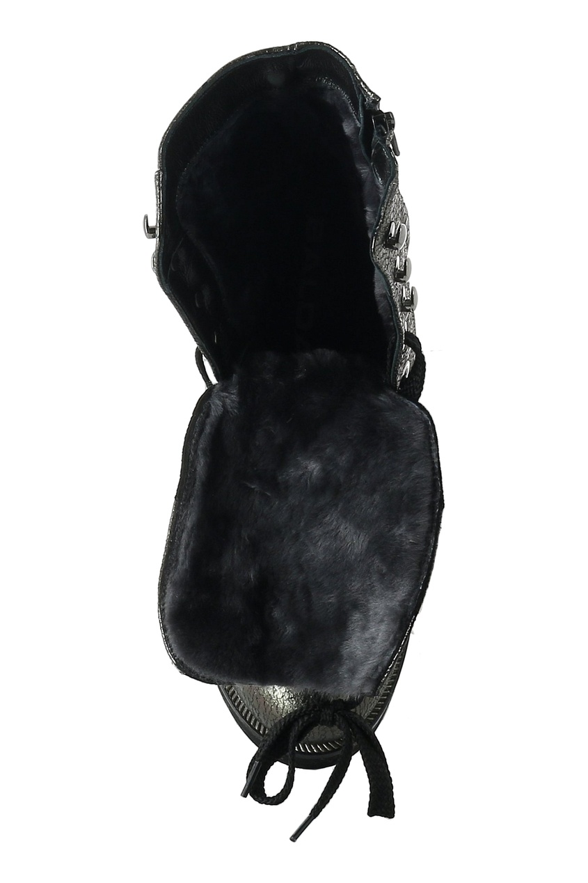 фото Серебристые ботинки на шнуровке baldan