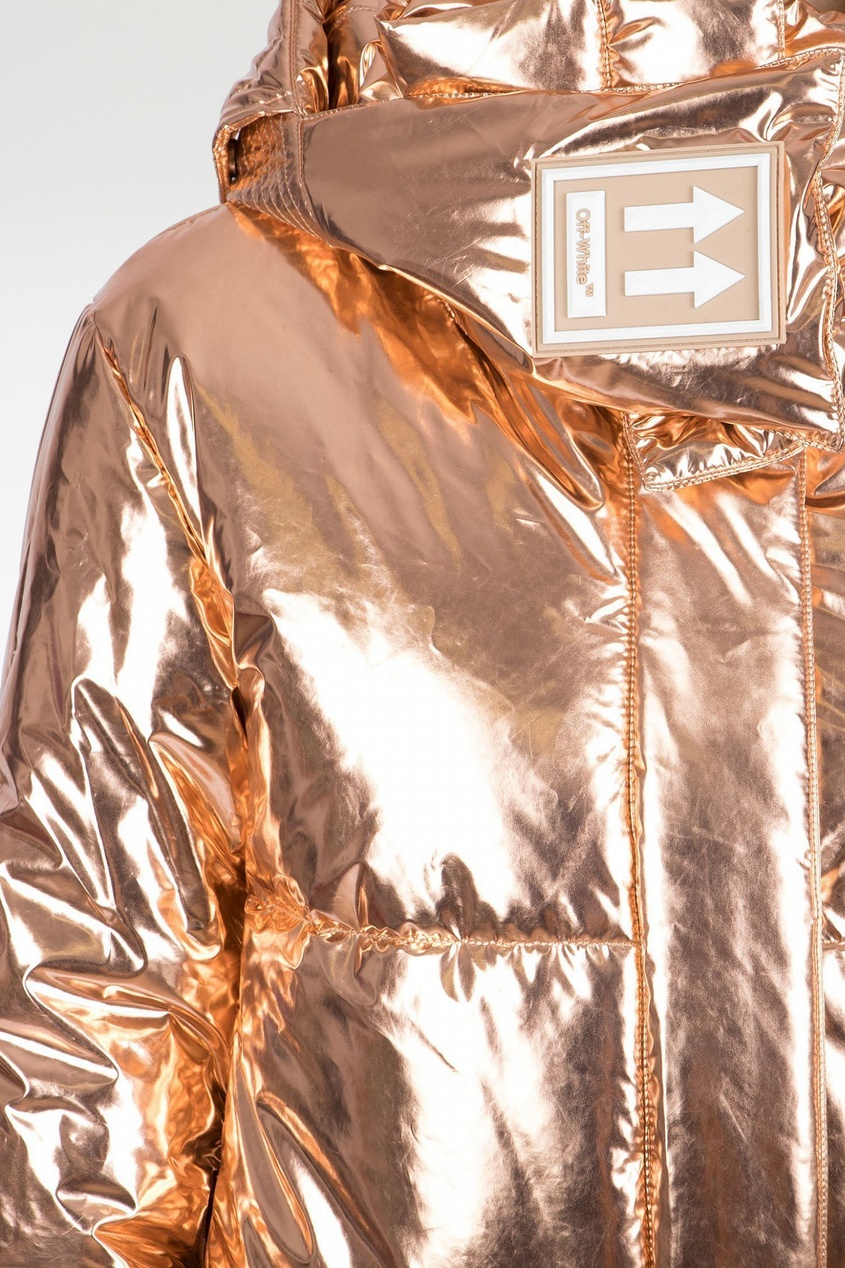 фото Золотистая стеганая куртка с логотипом Off-white