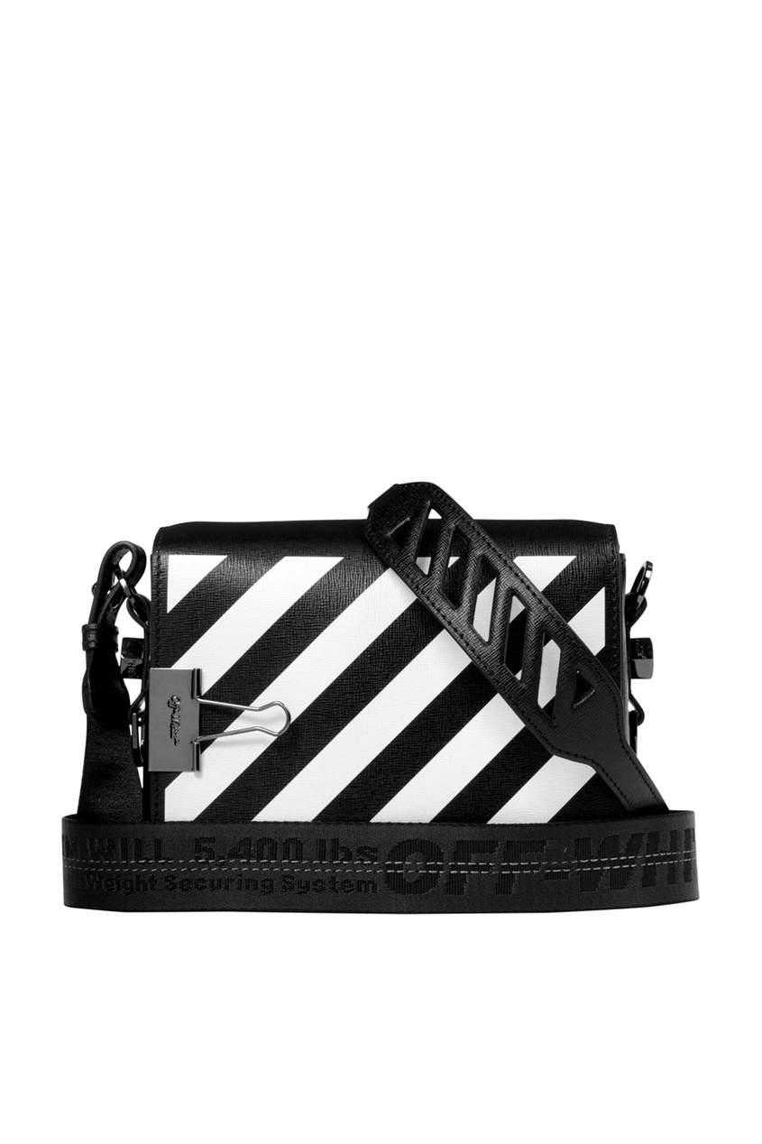 фото Черная сумка с белыми полосками Off-white