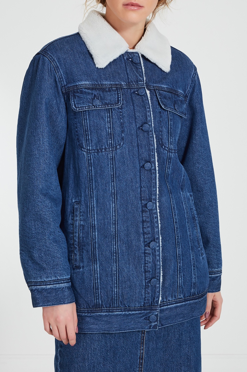 фото Синяя джинсовая куртка с контрастной отделкой akhmadullina dreams