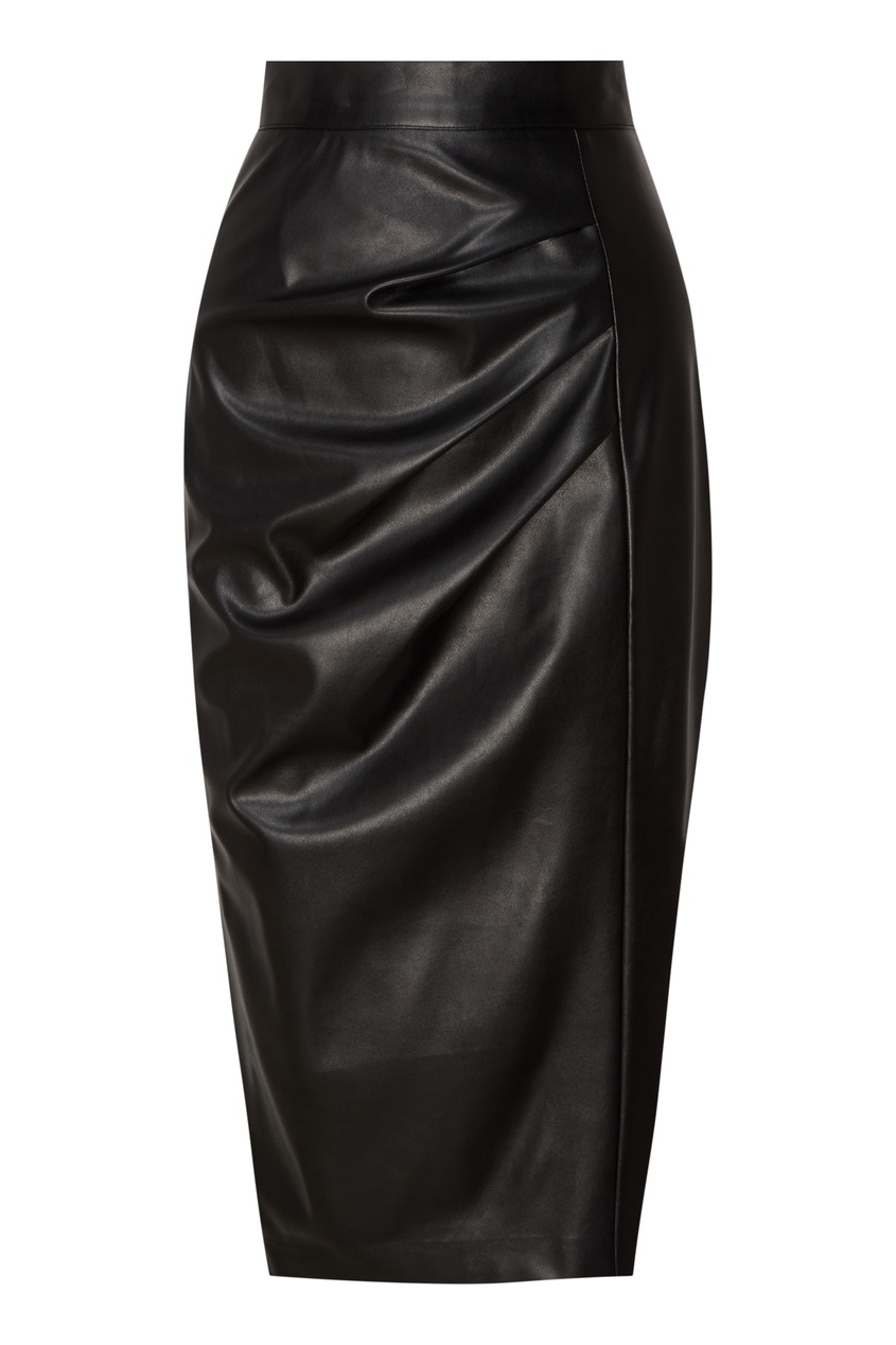 фото Черная кожаная юбка с драпировками akhmadullina dreams