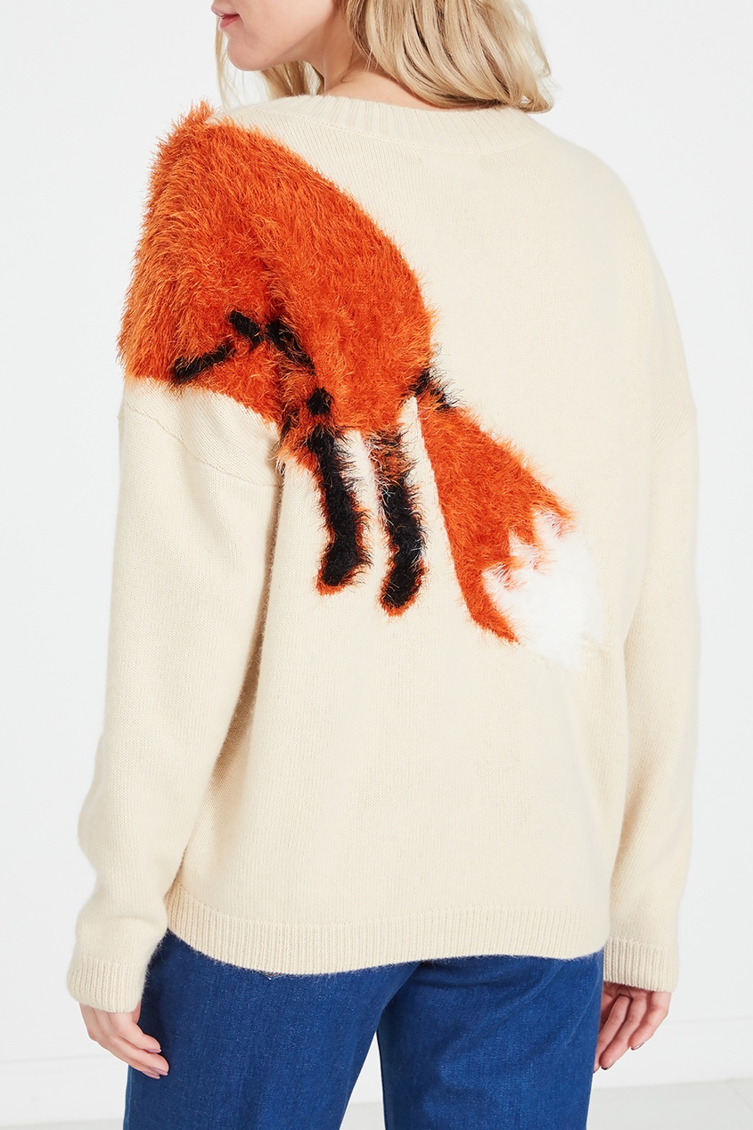 фото Кремовый пуловер с аппликацией-лисой Akhmadullina dreams