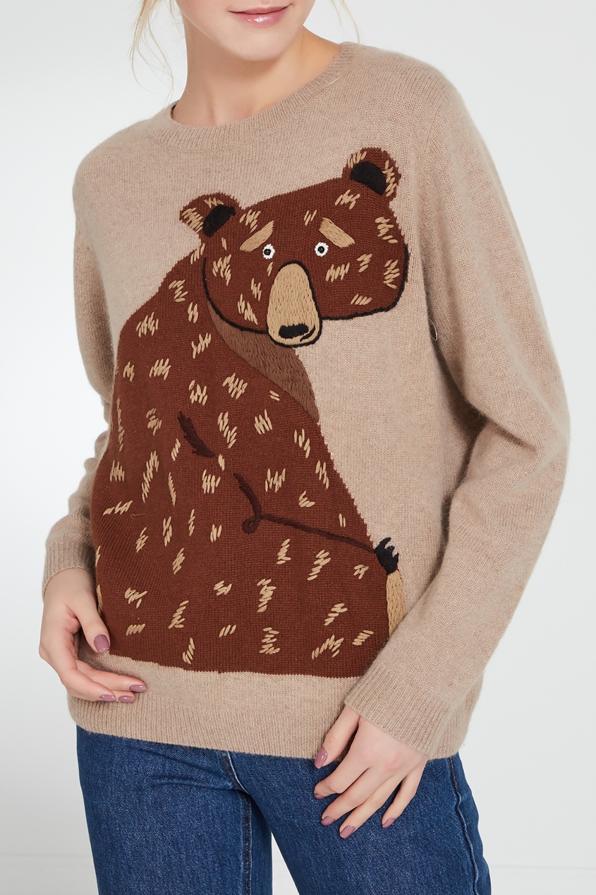 фото Светло-коричневый пуловер с узором-медведем Akhmadullina dreams