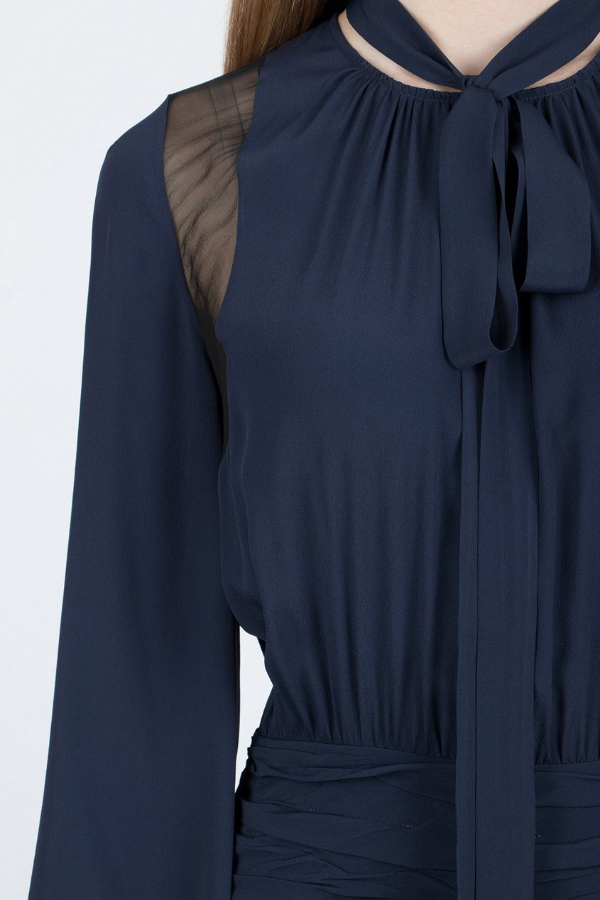 фото Темно-синее платье с полупрозрачными вставками no.21