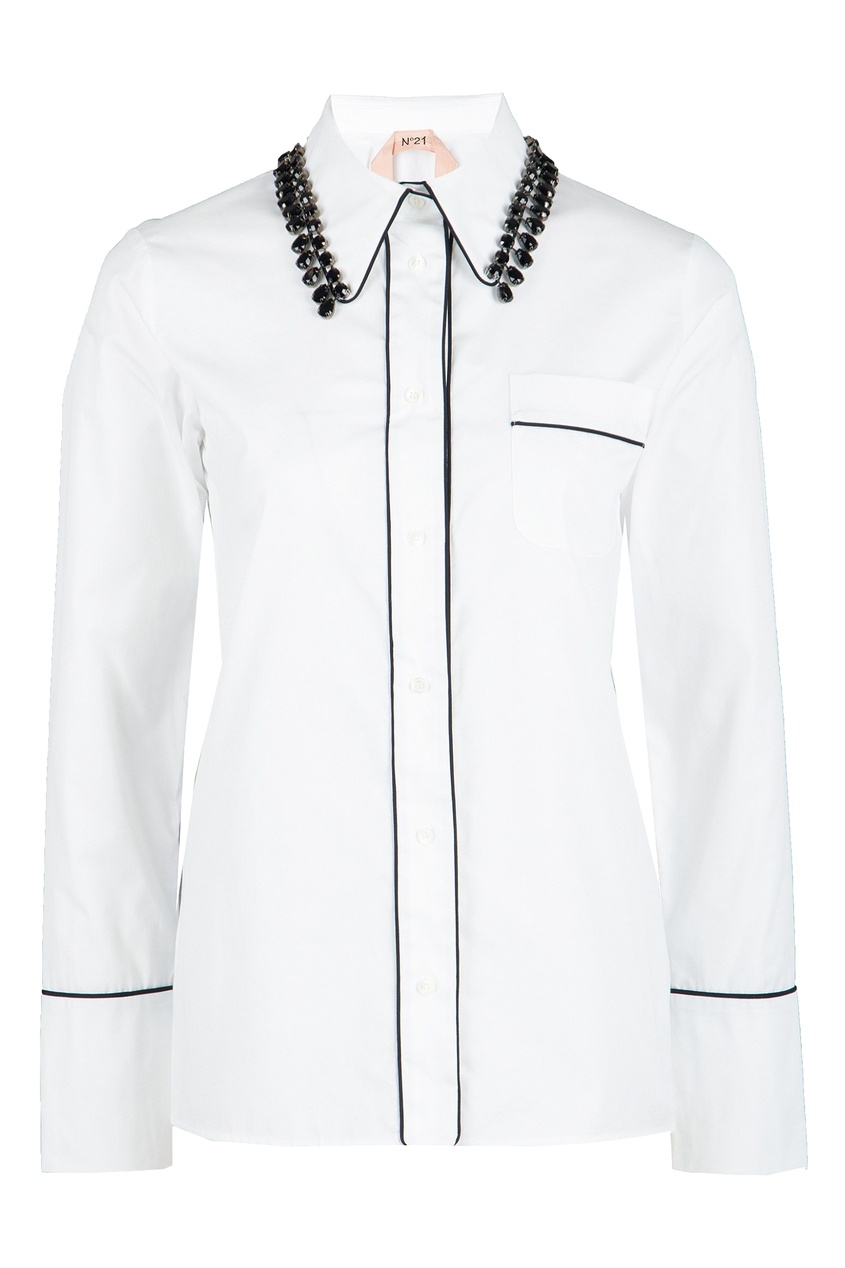 фото Белая блузка с контрастной отделкой No.21